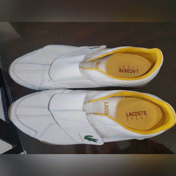 Lacoste Men's Paris Punched Shoes Sz 10.5 US, EU 44 - Vintage White & Yellow - Picture 2 of 8